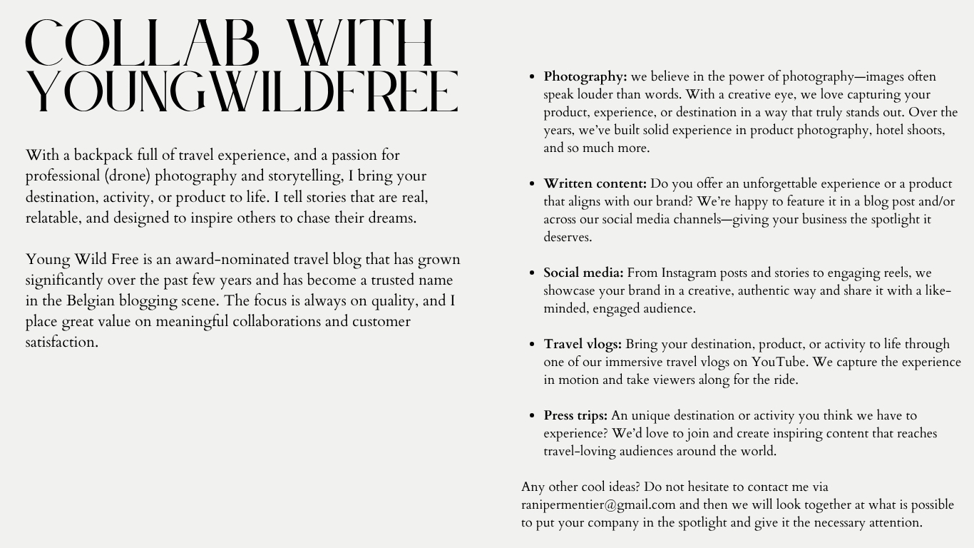 About me, mediakit, Belgian travelblogger, travel blog, adventurous destinations, Rani Permentier, collaboration, contact, ranilisza, youngwildfree