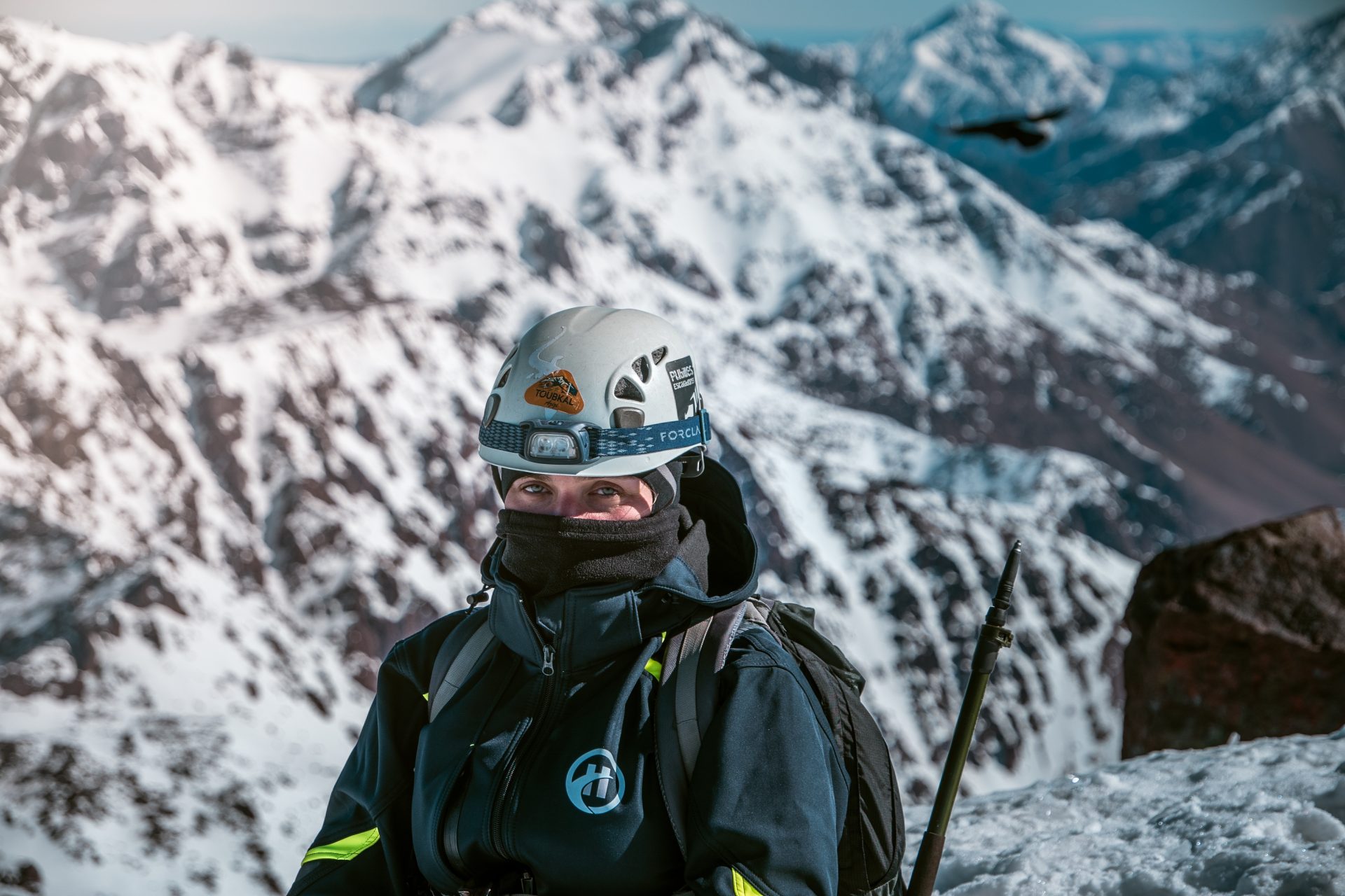 Top van mount toubkal, Marokko, hoogste berg in Noord Afrika, 4.167 meter hoogte