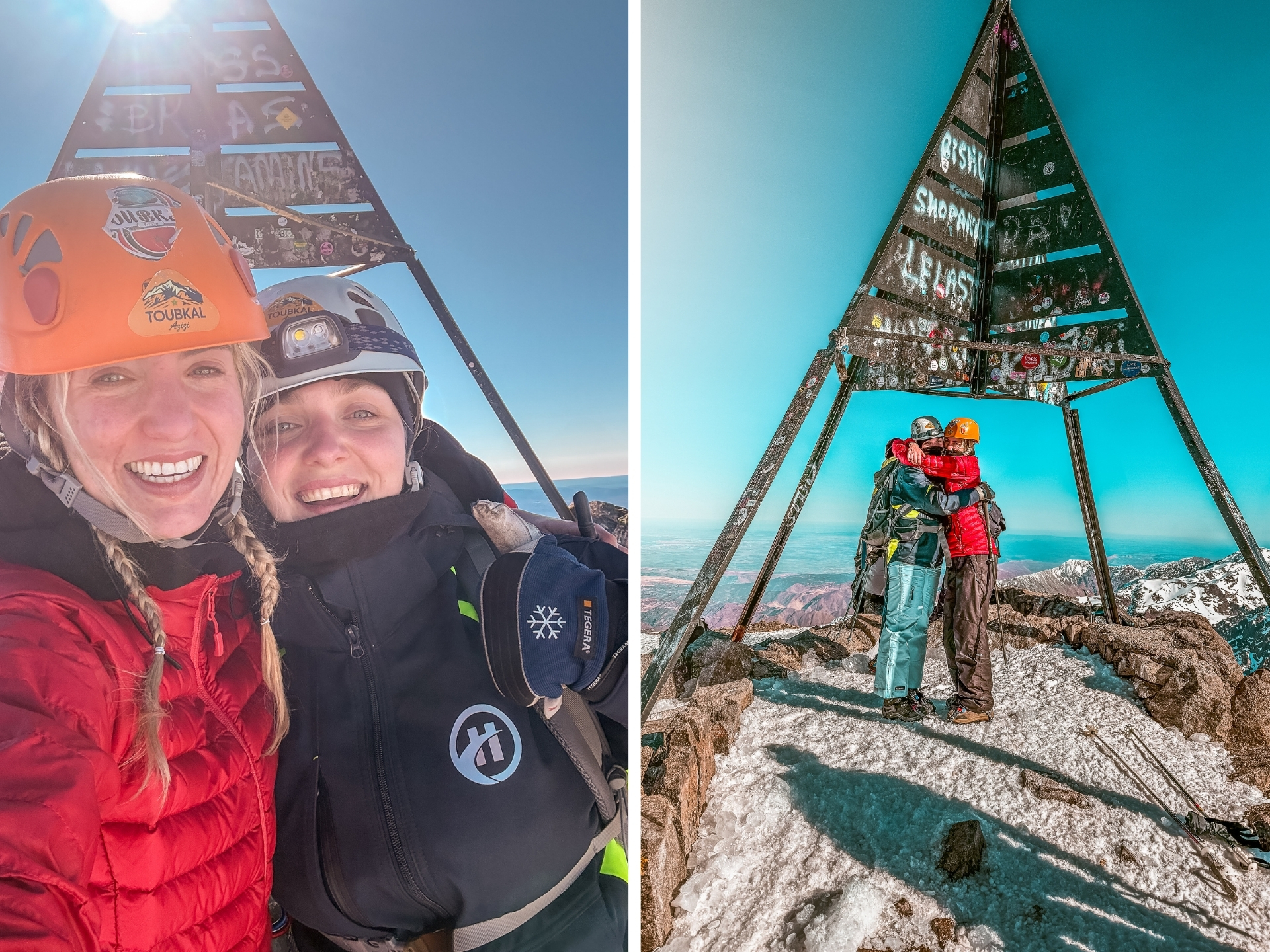 Top van mount toubkal, Marokko, hoogste berg in Noord Afrika, 4.167 meter hoogte